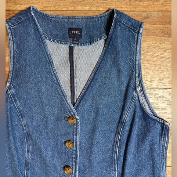 J.Crew Cottagecore denim vest V-neckline button-front closure - Picture 6 of 10